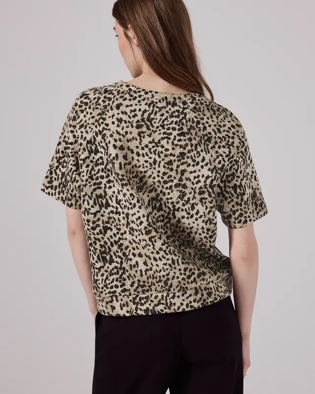 Street One Studio Raglan Print T-Shirt Silk Look - Creamy Brown