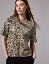 Street One Studio Raglan Print T-Shirt Silk Look - Creamy Brown