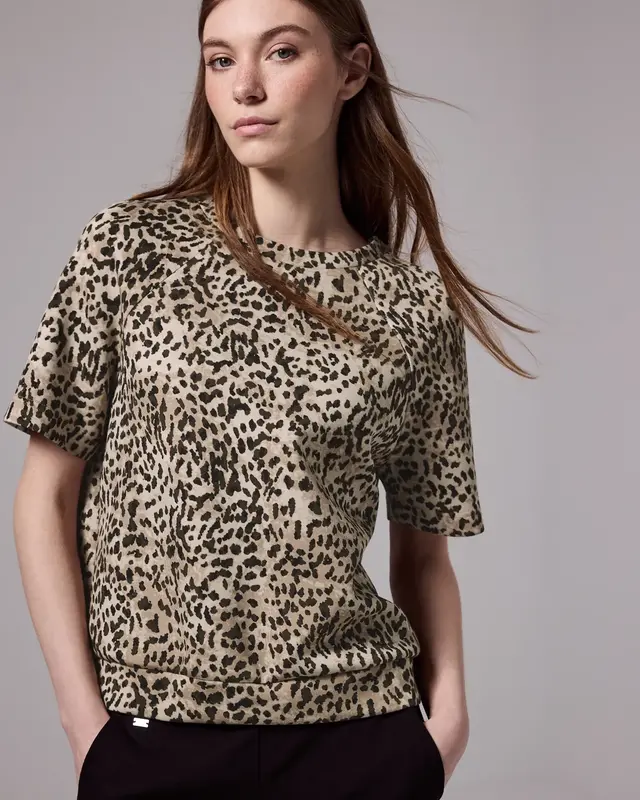 Street One Studio Raglan Print Shirt Zijde Look - Creamy Brown