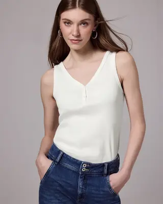 Street One Studio Top met Geribbelde Structuur - Off White