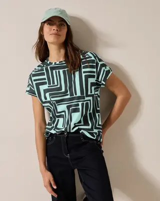 Cecil T-Shirt mit Knopfdetail - Slate Khaki