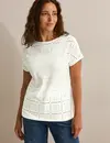 Cecil T-Shirt mit Lochmuster - Vanilla White