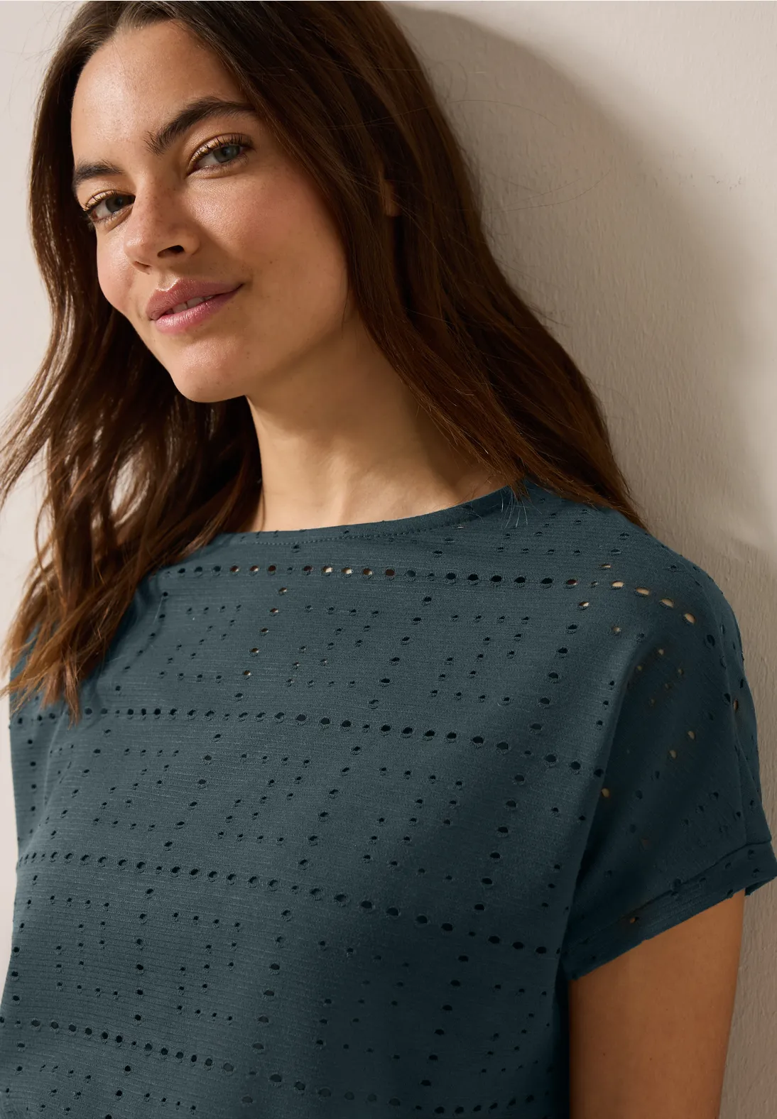 Cecil Shirt met Geperforeerd Patroon - Slate Khaki