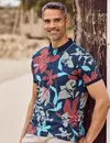 Lerros Polo Shirt with Flower Print - Classic Navy