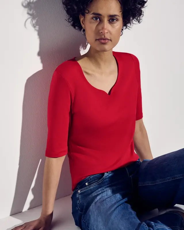 Street One Shirt met Hartvormige Halslijn Ada - Glory Red