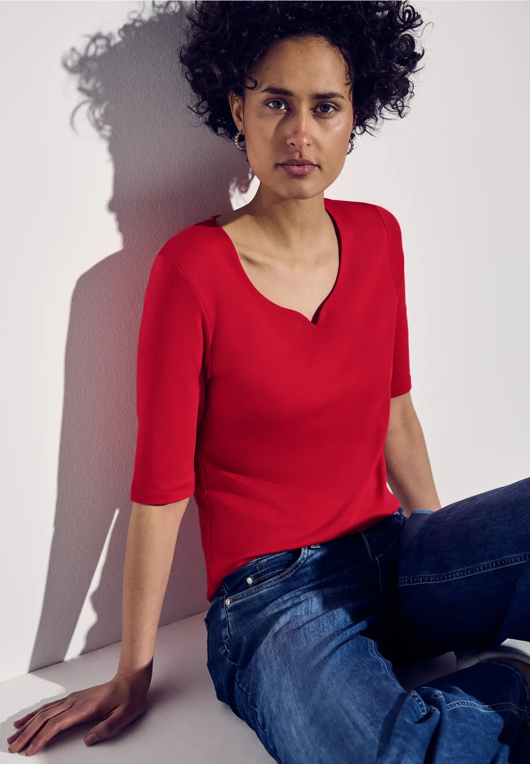 Street One Shirt mit Herzausschnitt Ada - Glory Red