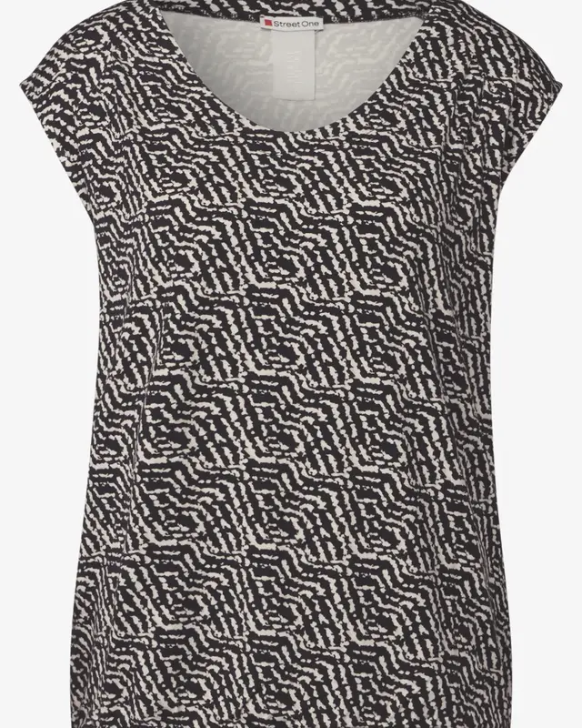 Street One Shirt met Patroon - Black