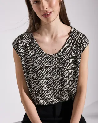 Street One Gemustertes Jersey-Shirt - Black