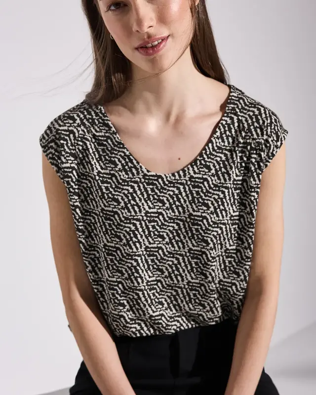 Street One Shirt met Patroon - Black