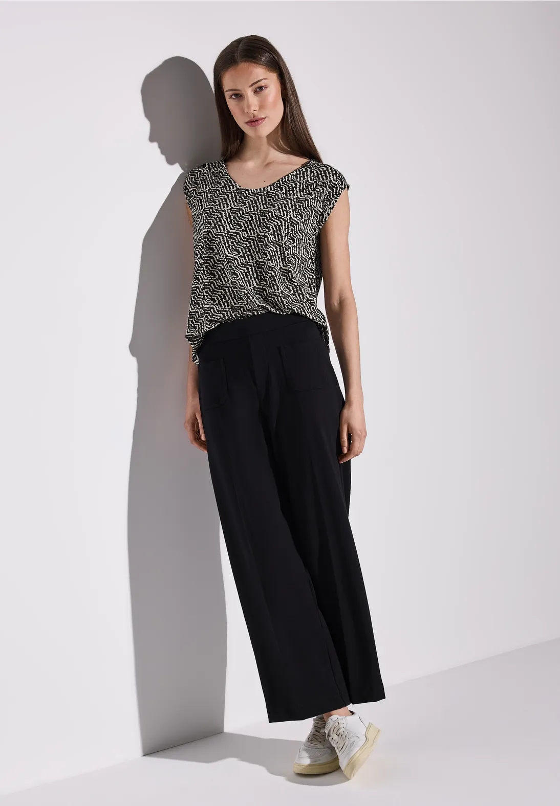 Street One Gemustertes Jersey-Shirt - Black