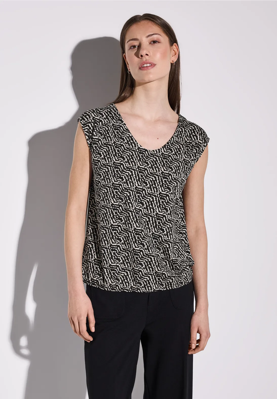 Street One Gemustertes Jersey-Shirt - Black