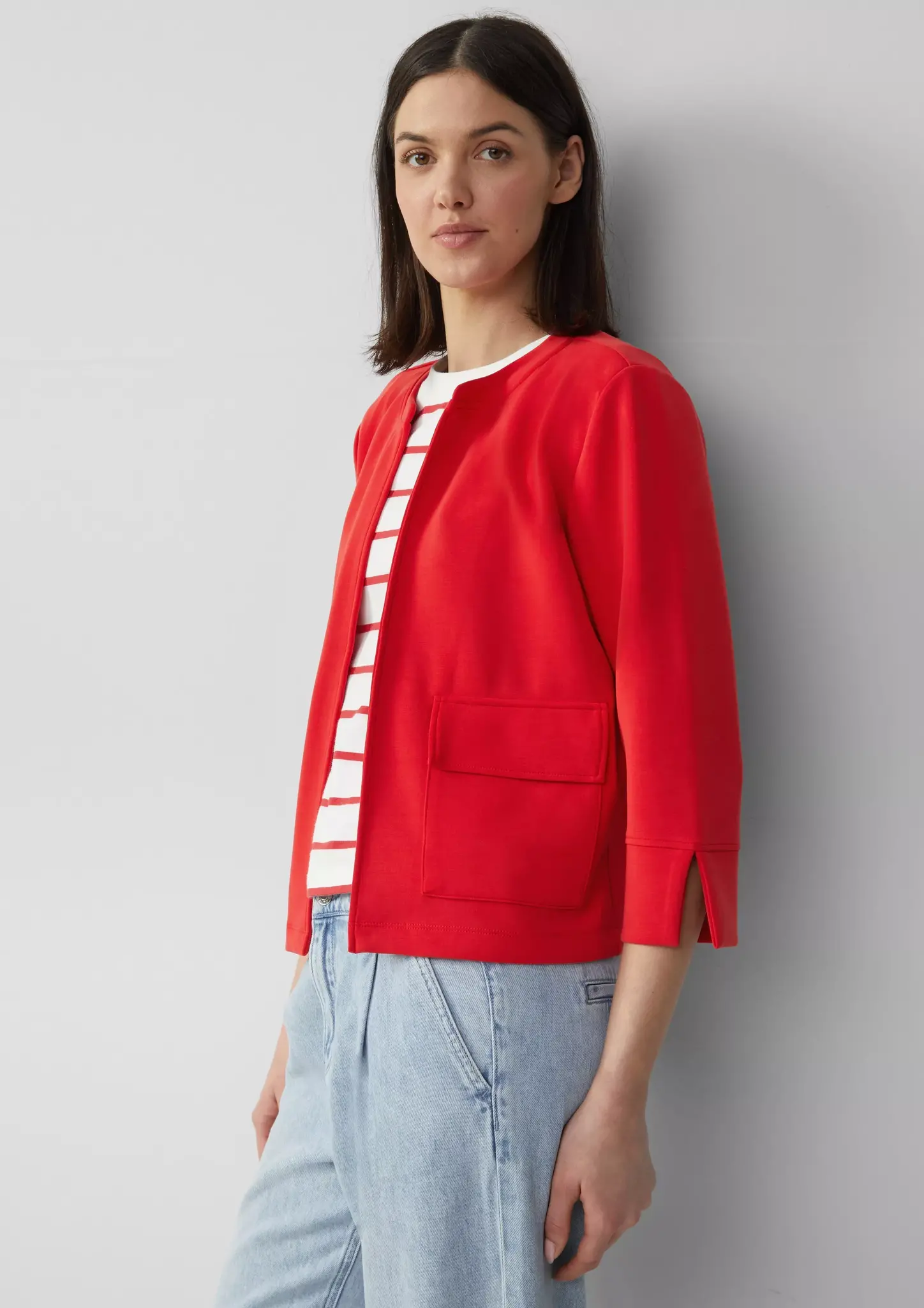 S. Oliver Scuba Cardigan, Relaxed Fit - Red