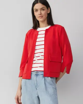 S. Oliver Scuba Cardigan, Relaxed Fit - Red