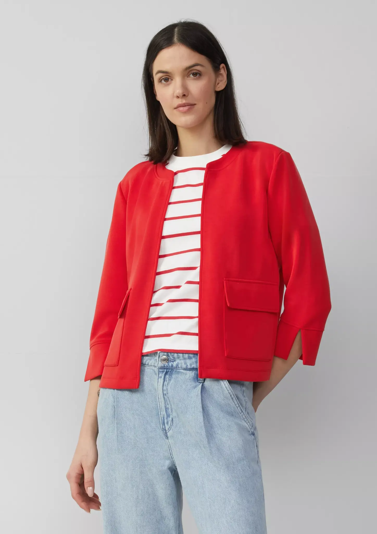 S. Oliver Scuba Cardigan, Relaxed Fit - Red