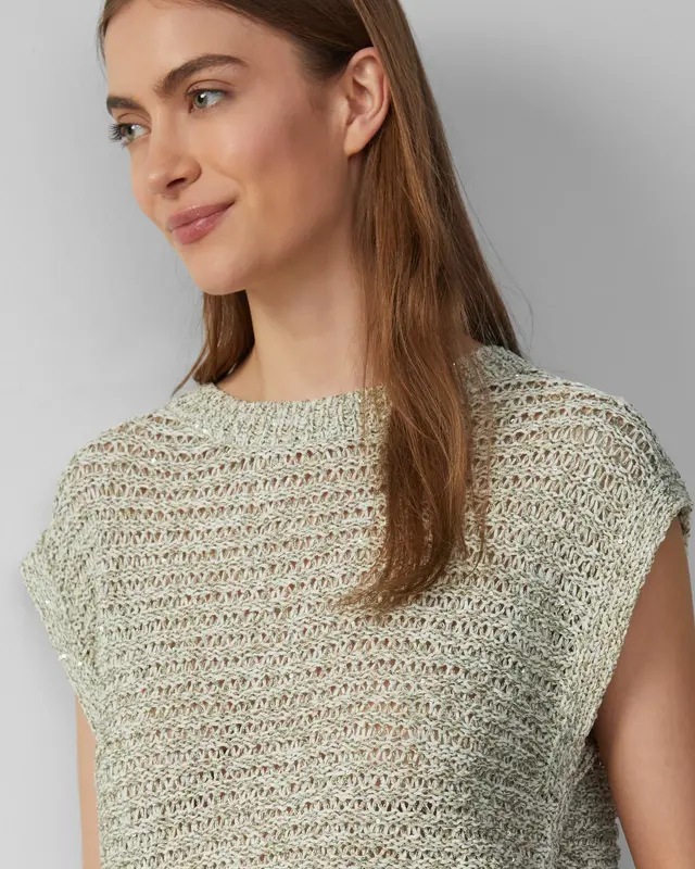 S. Oliver Ajour Pullunder with Glitter - Light Sand