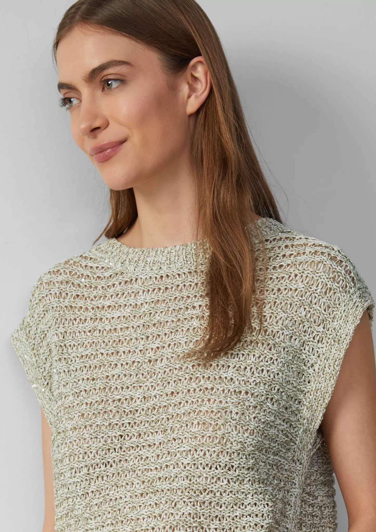 S. Oliver Ajour Pullunder mit Glitzer - Light Sand