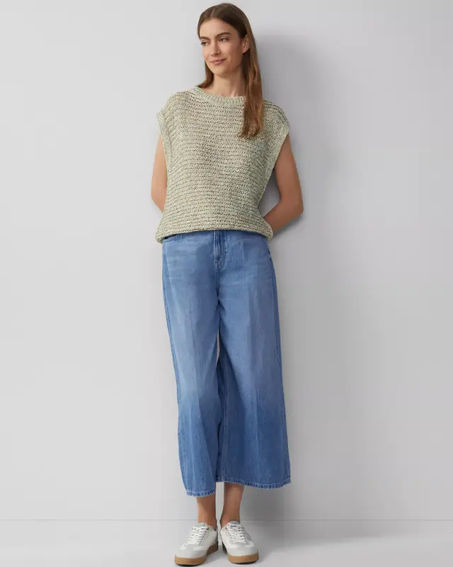 S. Oliver Ajour Pullunder with Glitter - Light Sand