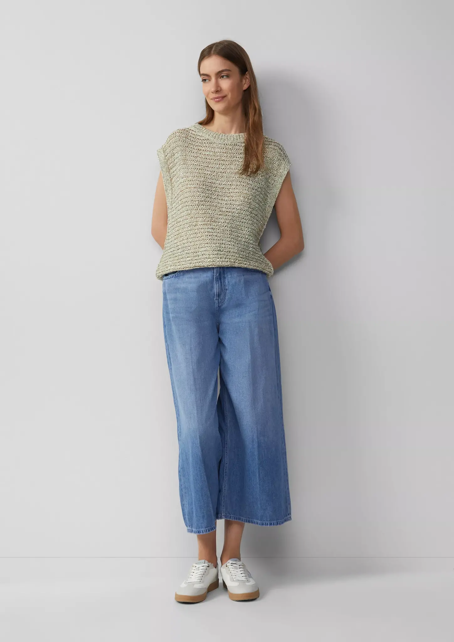 S. Oliver Ajour Pullunder mit Glitzer - Light Sand