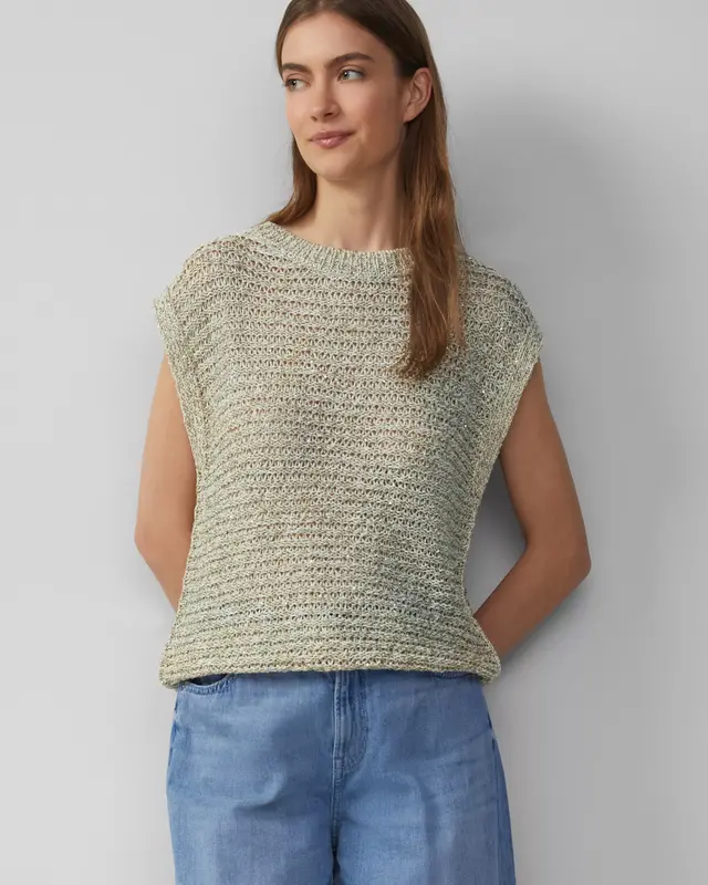 S. Oliver Ajour Pullunder with Glitter - Light Sand