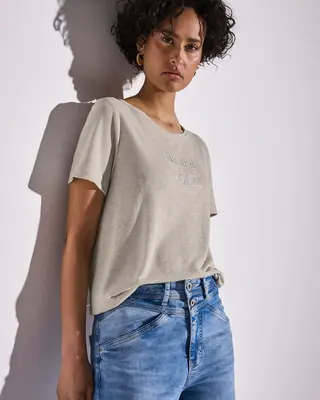 Street One T-Shirt mit Wording - Moonstone Sand