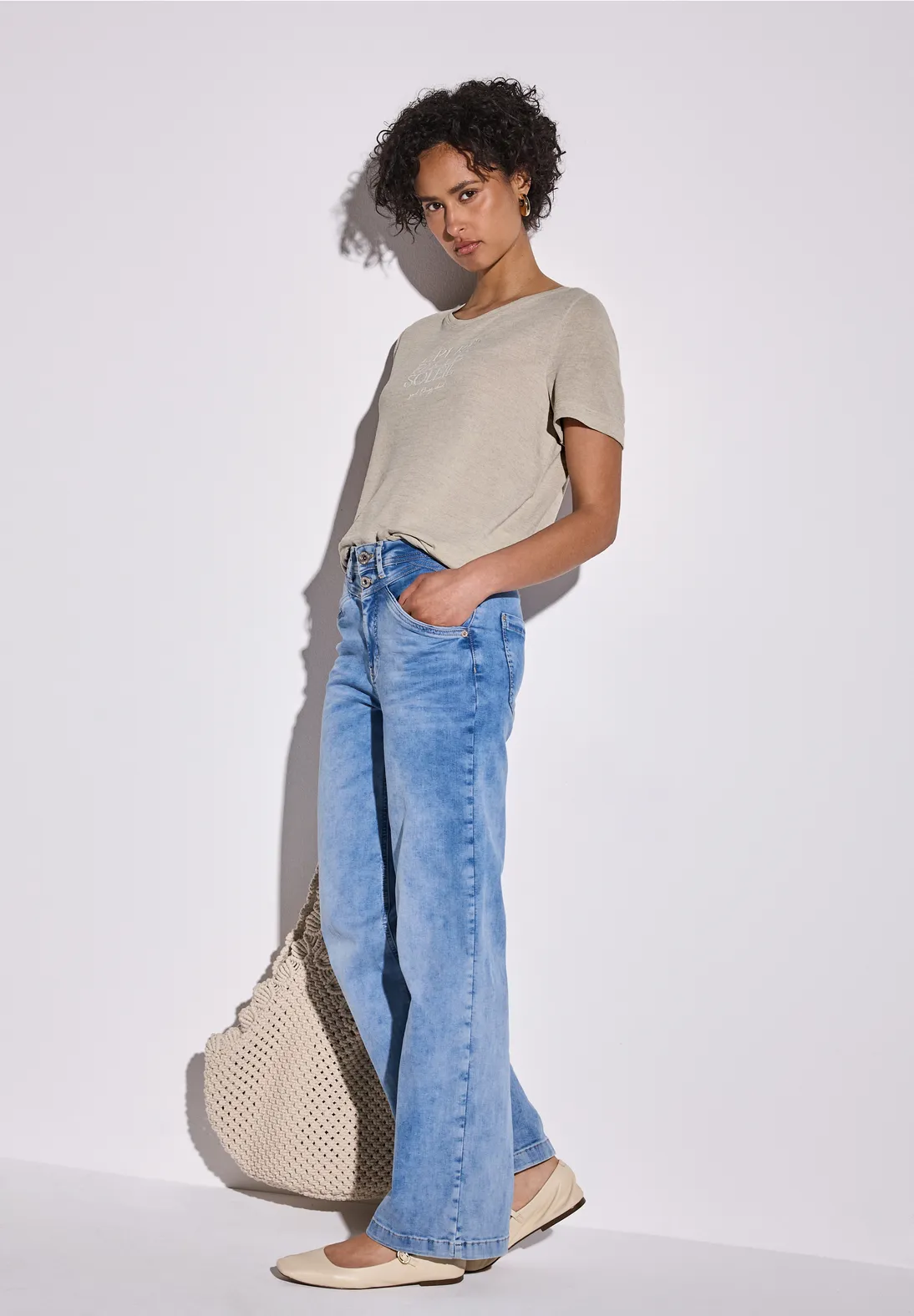 Street One Shirt met Tekst - Moonstone Sand