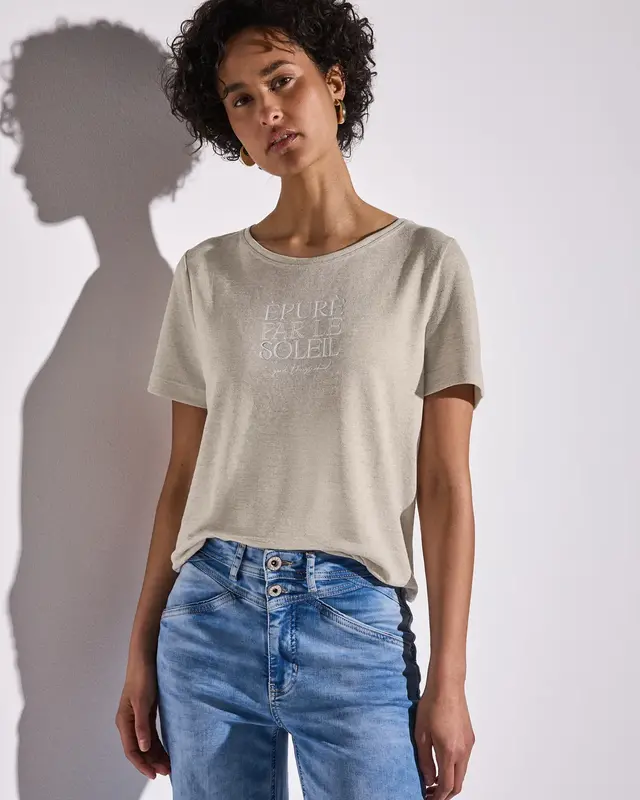 Street One Shirt met Tekst - Moonstone Sand