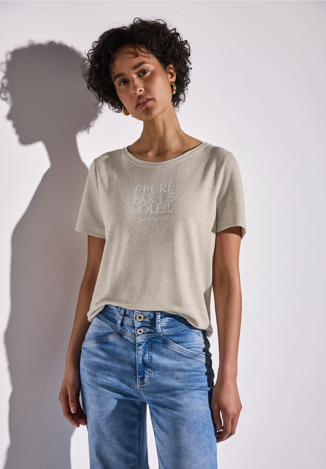 Street One T-Shirt mit Wording - Moonstone Sand