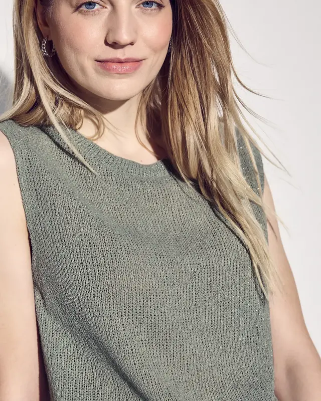 Street One Glitter Knit Top - Dusty Milky Green