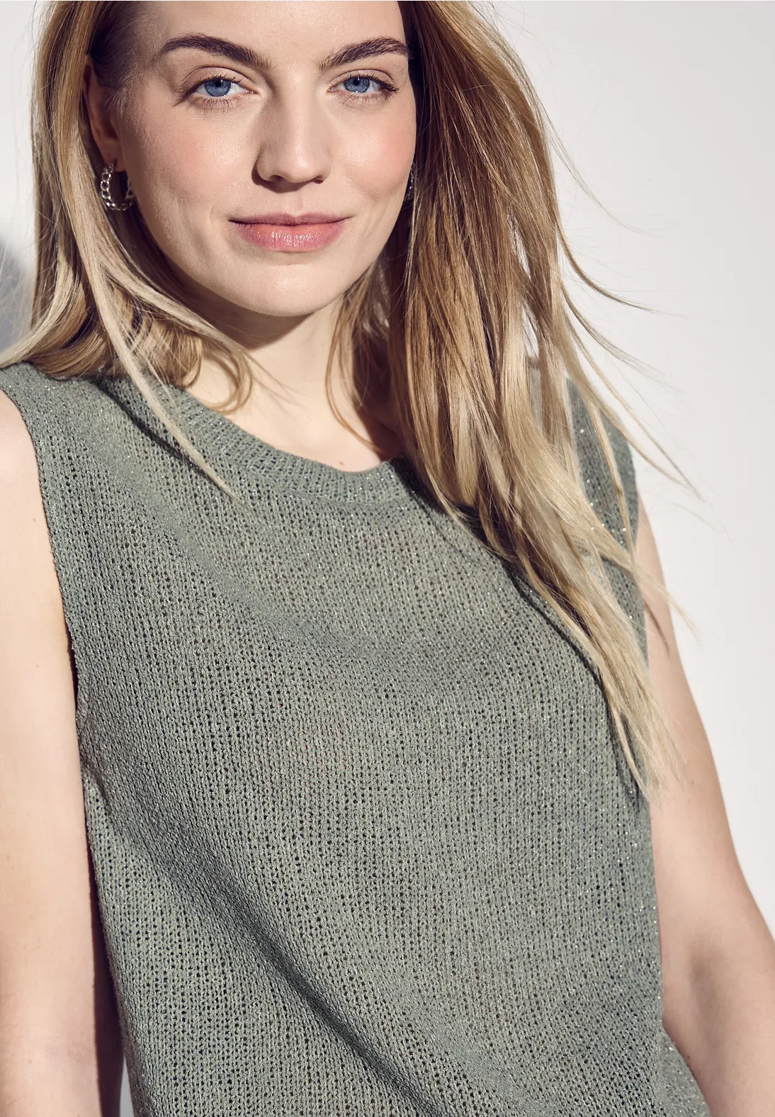 Street One Glitter Knit Top - Dusty Milky Green