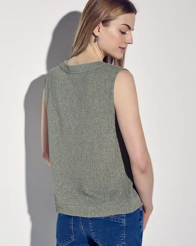 Street One Glitter Knit Top - Dusty Milky Green