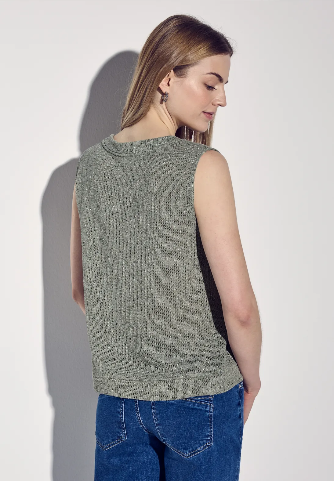 Street One Glitter Knit Top - Dusty Milky Green