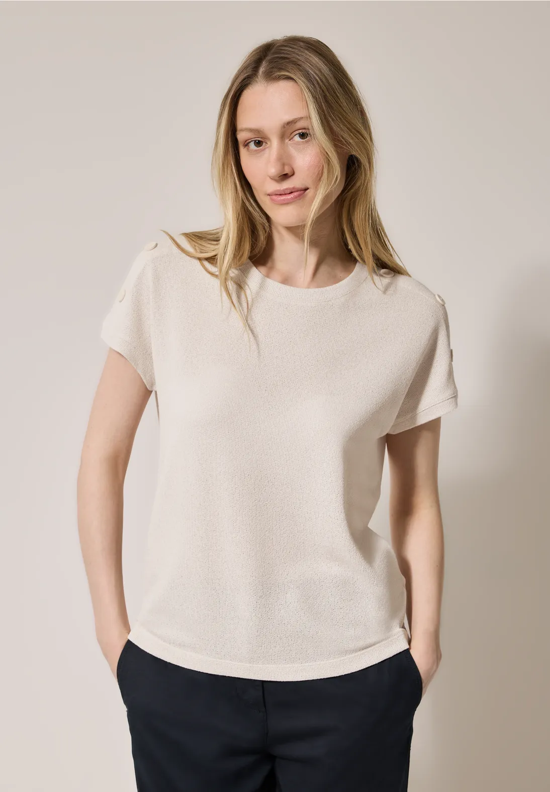 Cecil Strukturshirt mit Knöpfen - Light Beige