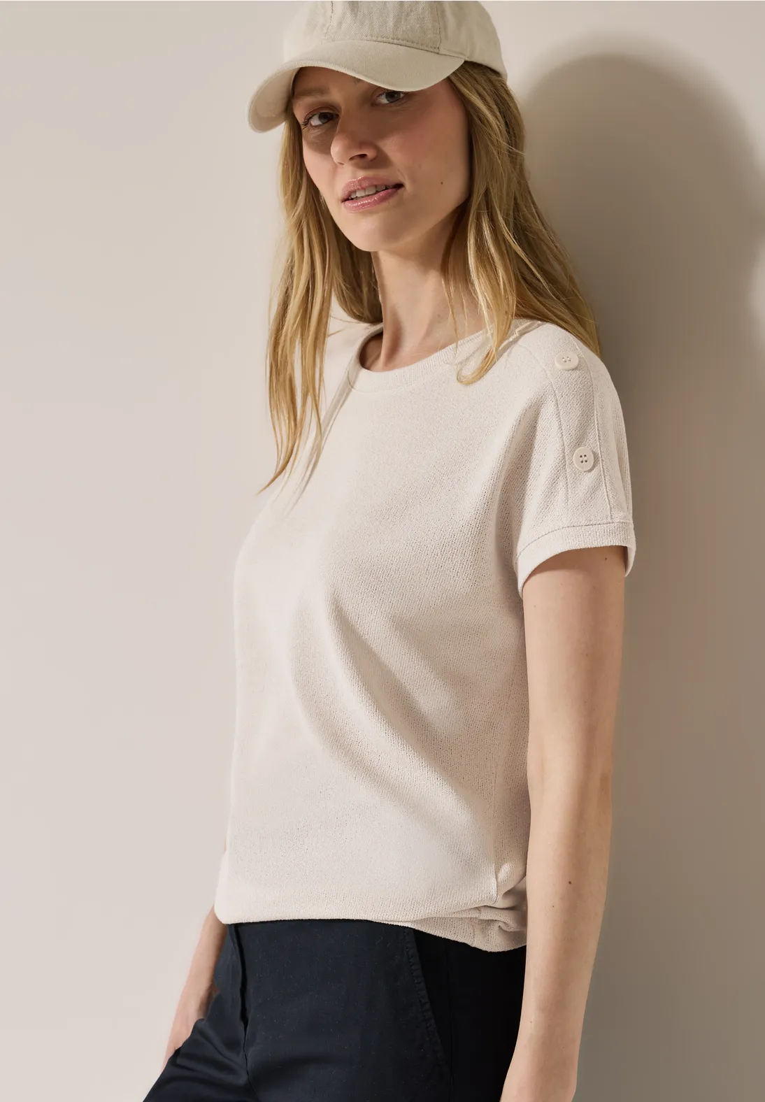 Cecil Strukturshirt mit Knöpfen - Light Beige