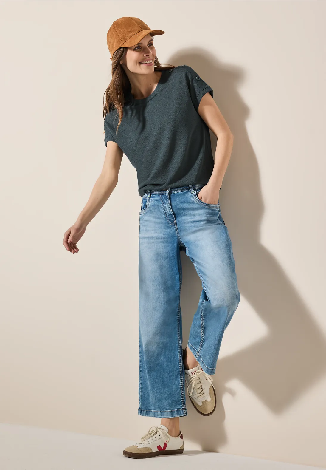 Cecil Shirt met Structuur en Knopen - Slate Khaki