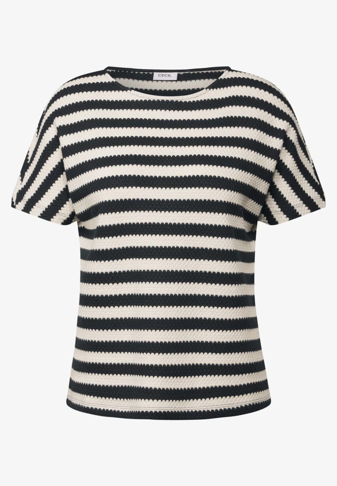 Cecil Gestreiftes Strukturshirt - Light Alabaster White