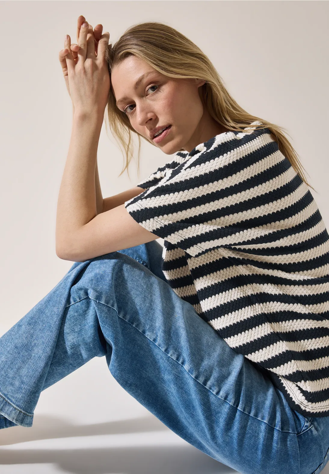 Cecil Gestreept Shirt met Structuur - Light Alabaster White