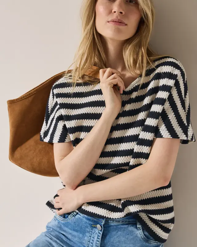 Cecil Striped Structure Shirt - Light Alabaster White