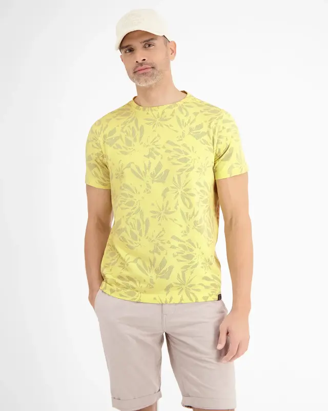Lerros Print T-Shirt with Stretch - Faded Yellow