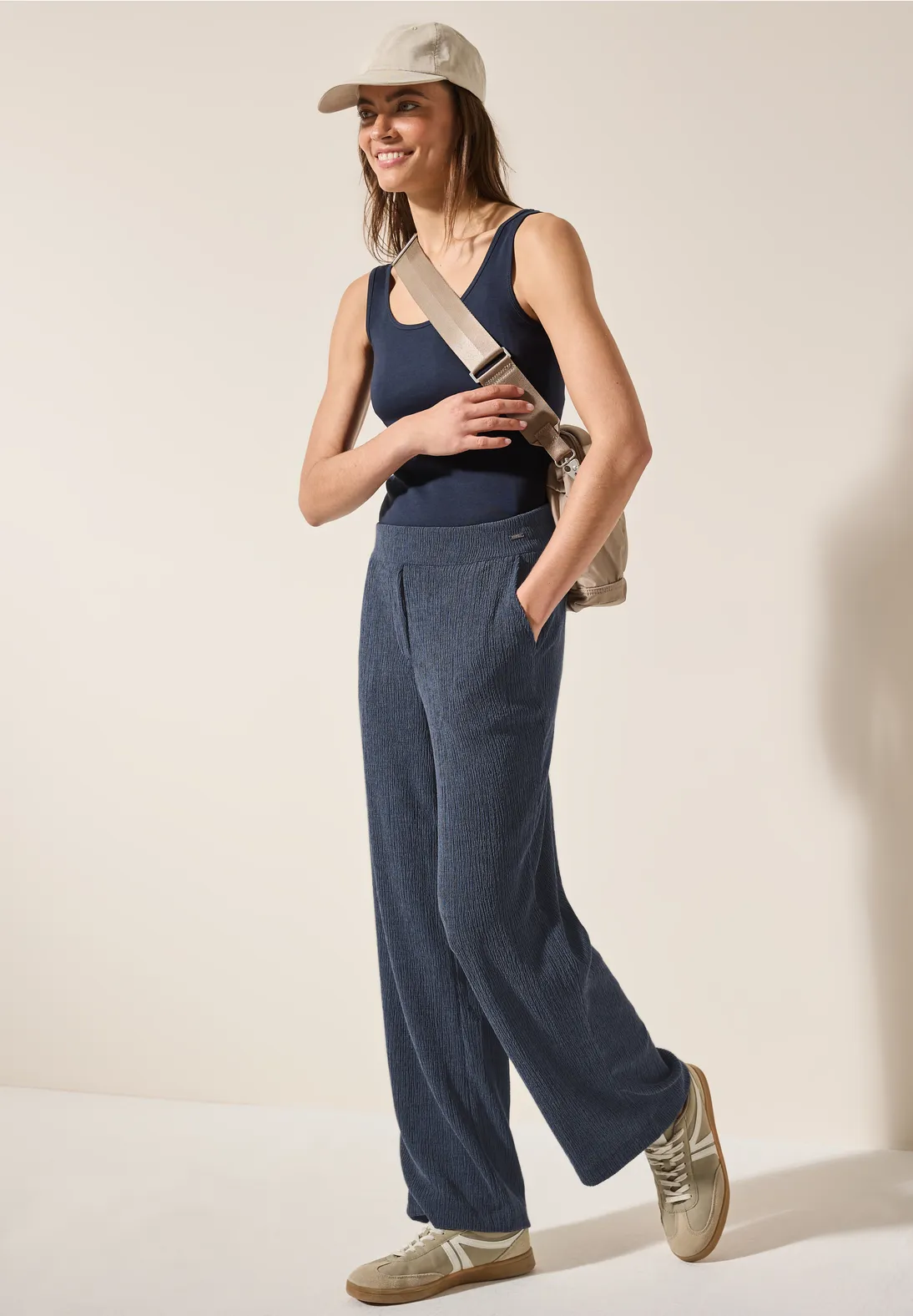 Cecil Wide Lag Hose mit Struktur Neele - Rain Blue