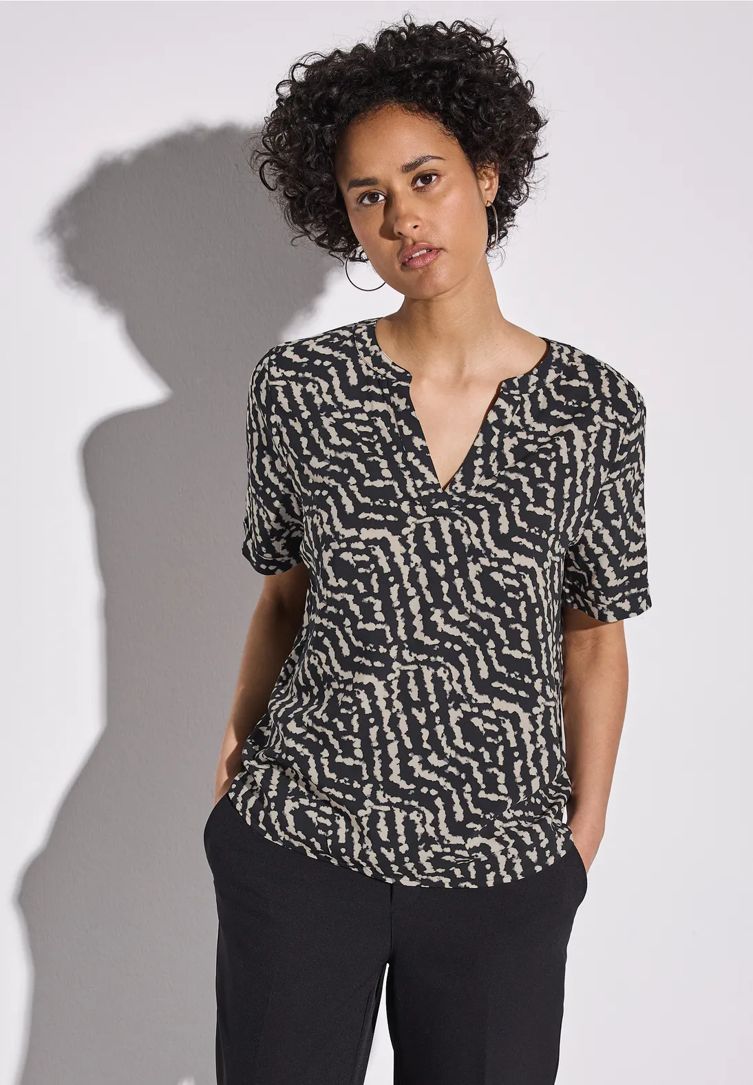 Street One Bedrukte Blouse - Black