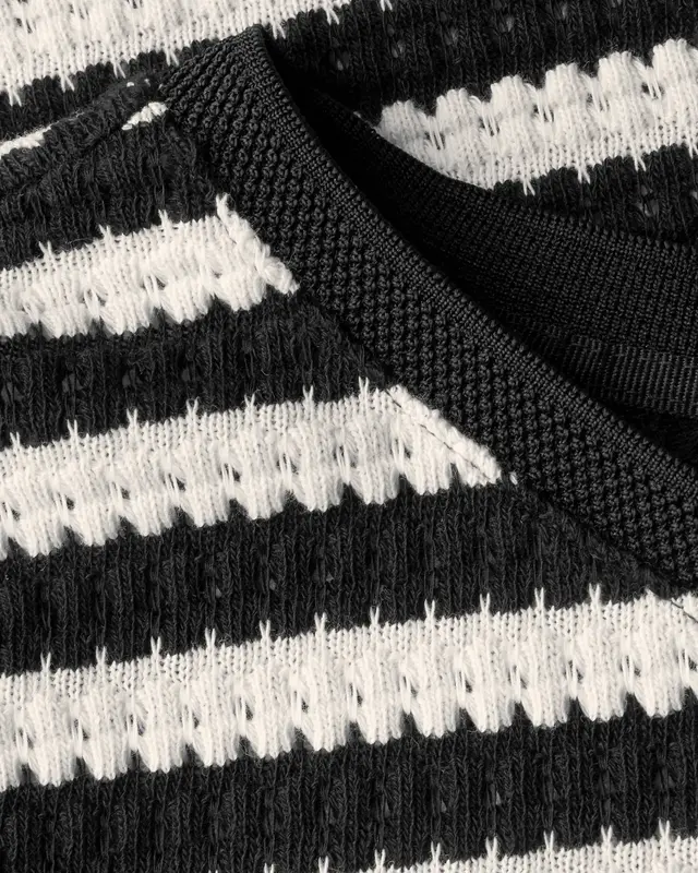 Street One Gestreept Shirt met Gebreide Look - Black