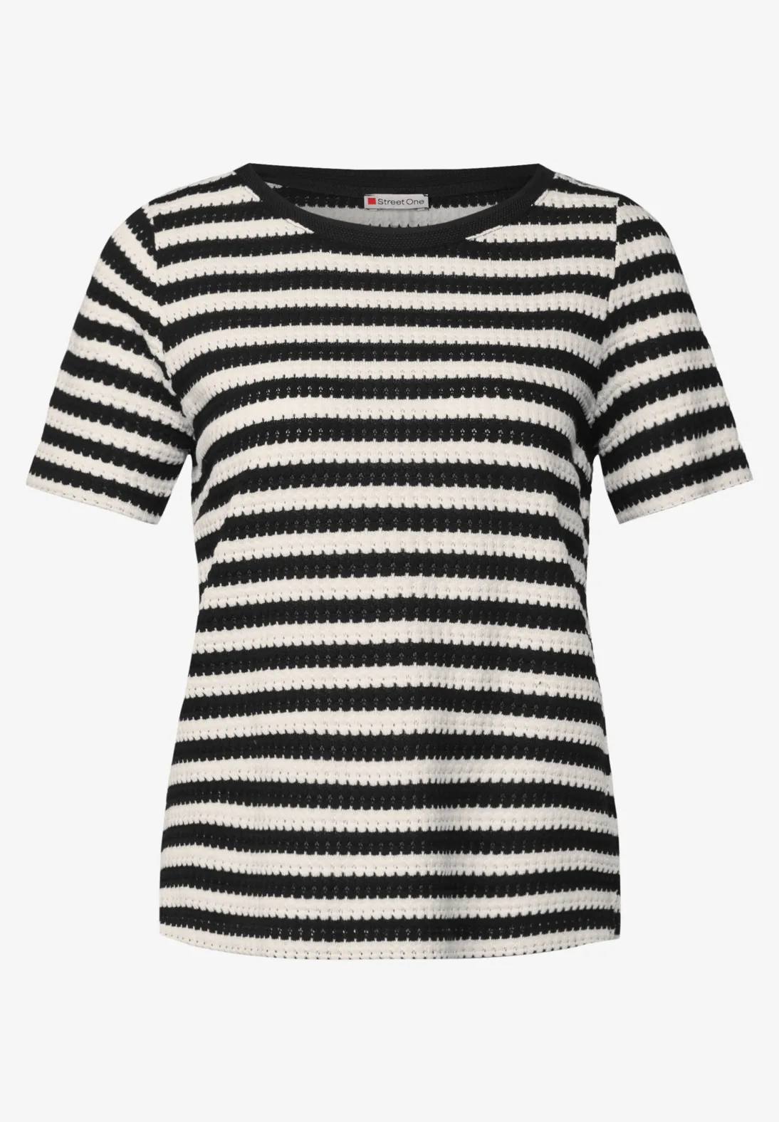 Street One Knit Jumper with Stripes - Black