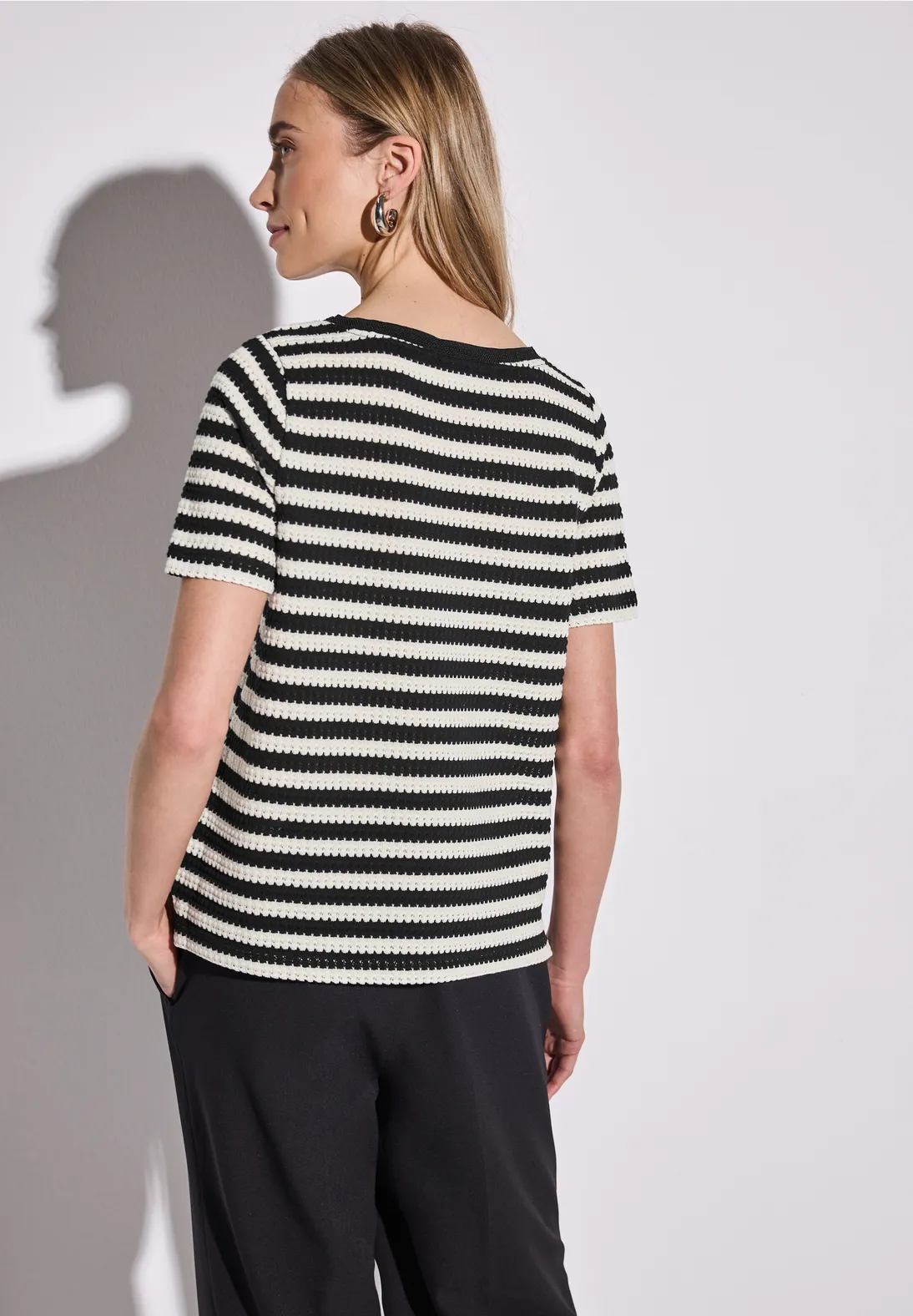 Street One Knit Jumper with Stripes - Black