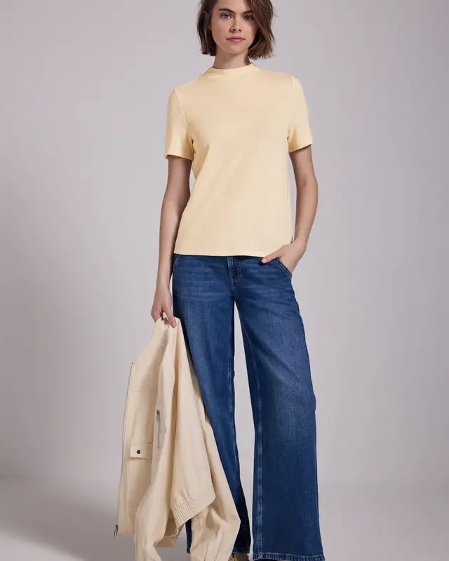 Street One Studio Shirt met Gebreide Look - Mellow Vanilla