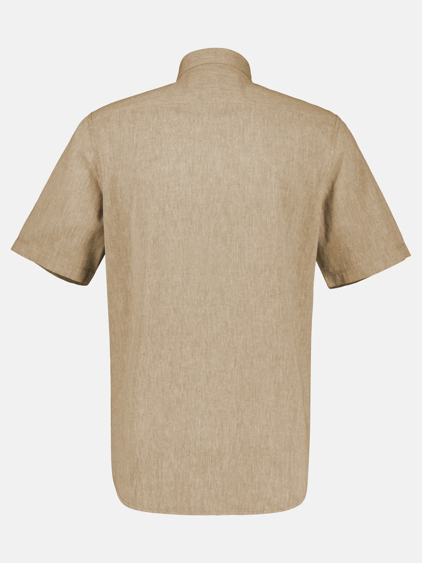 Lerros Katoen/Linnenmix Overhemd met Korte Mouw - Light Dune Beige