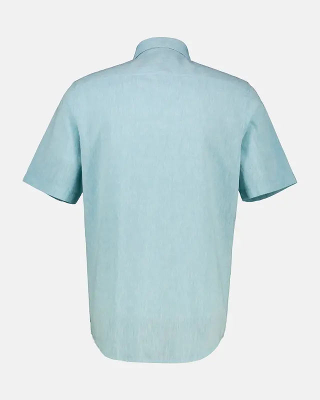 Lerros Katoen/Linnenmix Overhemd met Korte Mouw - Coastal Blue