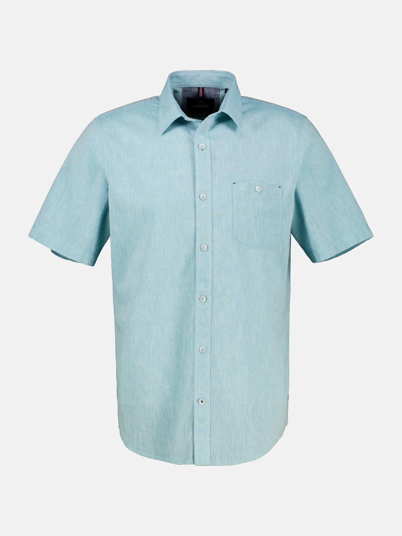 Lerros Katoen/Linnenmix Overhemd met Korte Mouw - Coastal Blue