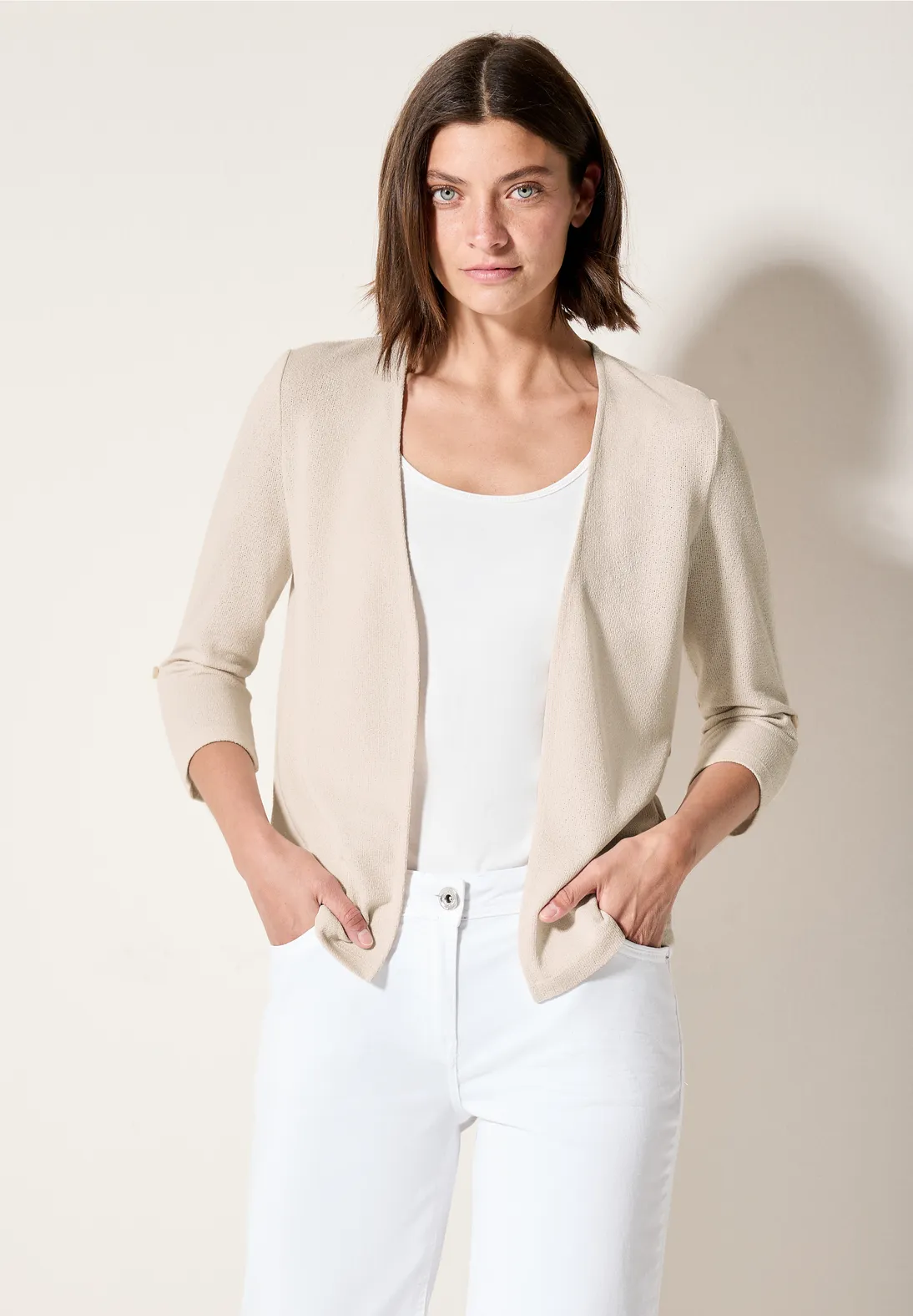 Cecil Open Structured Cardigan - Light Beige
