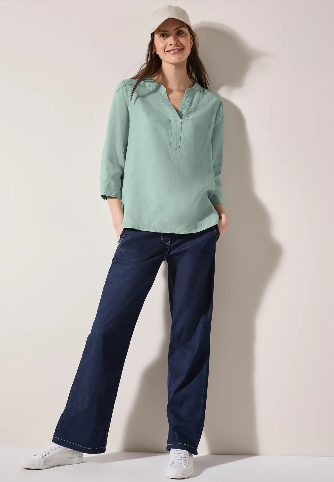 Cecil Leinen Blouse - Ice Sage Green