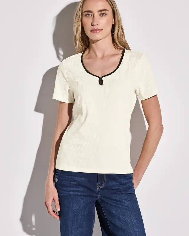 Street One Shirt met Decoratieve Tape - Off White